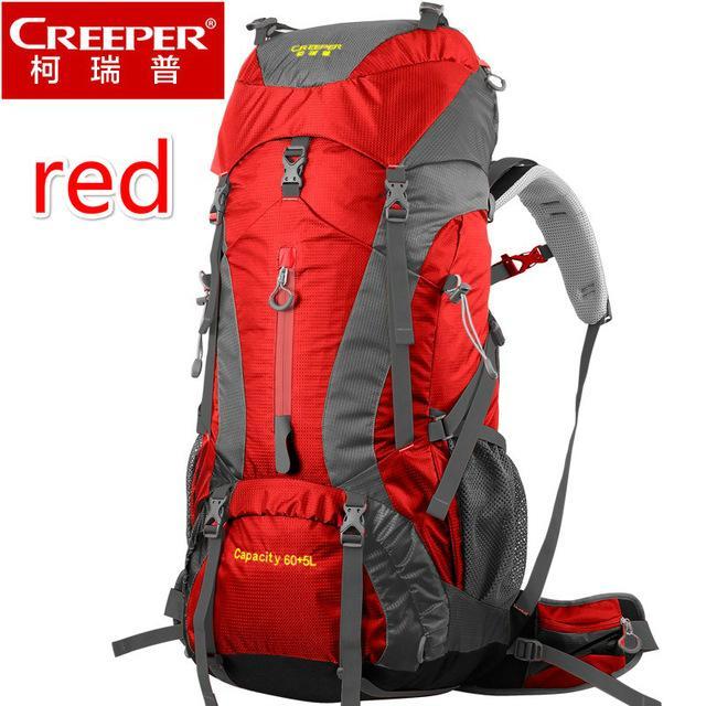 Creeper 60+5L Professional Waterproof Rucksack Internal Frame Climbing Camping-Creepers Outdoor Store-Red-Bargain Bait Box