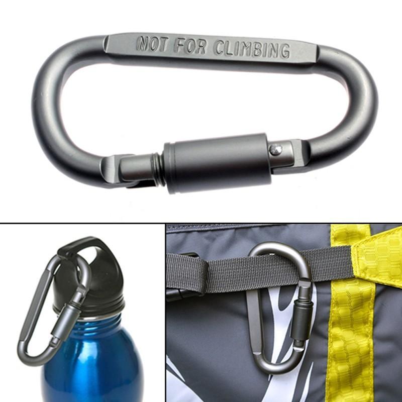 D-Shaped Aluminum Alloy Carabiner Screw Lock Hook Clip Key Ring Travel Camping-Sportswear & Outdoor Tools Store-1 PCS-Bargain Bait Box
