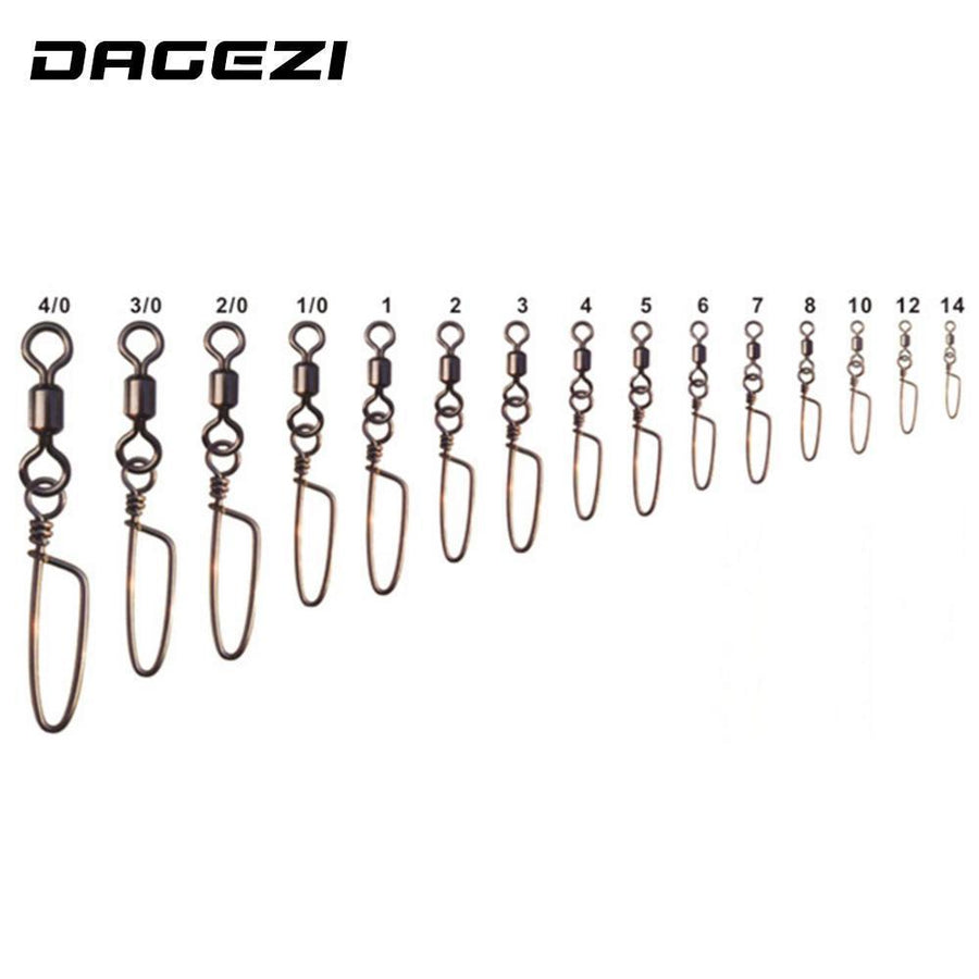 Dagezi 100Pcs/Lot Fishing Connector Rolling Fishing Swivel With Nice Snap-DAGEZI Store-14-Bargain Bait Box