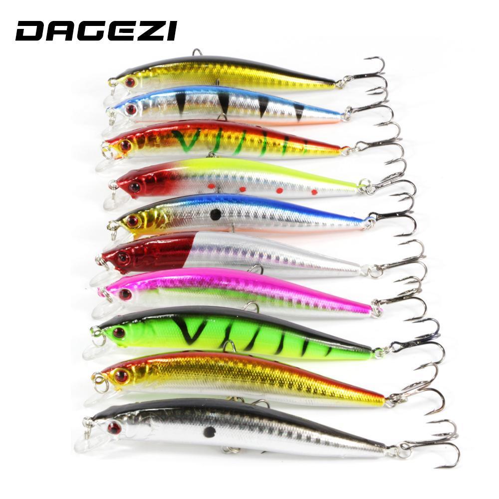 Dagezi 10Pcs/Lot 9Cm 8.5 G Fishing Lure Minnow Hard Bait With 2 Fishing Hooks-DAGEZI Store-Bargain Bait Box