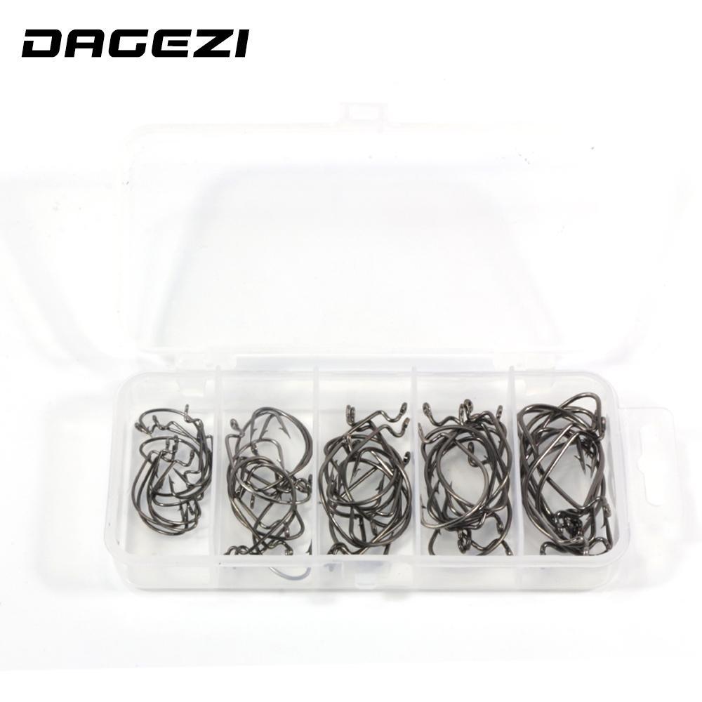 Dagezi 5 Size High Carbon Steel Fishing Hooks 50Pcs/Lot(10Pcs In Each Size)-DAGEZI Store-Bargain Bait Box