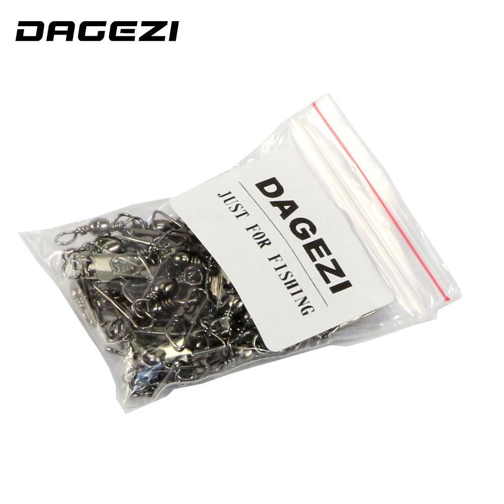 Dagezi 50Pcs/Lot Stainless Steel Swivels Interlock Snap Fishing Lure Ice Fishing-DAGEZI Store-Bargain Bait Box