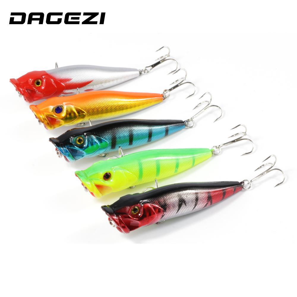 Dagezi 5Pcs Fishing Lure 5 Colors Popper Lure 9.5Cm/12G Hard Fishing Bait With-DAGEZI Store-Bargain Bait Box