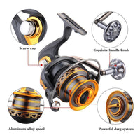 Design Aluminum Spool Spinning Reel 4000-7000 Series 13+1Bb Ball Bearings-Spinning Reels-ArrowShark fishing gear shop Store-4000 Series-Bargain Bait Box