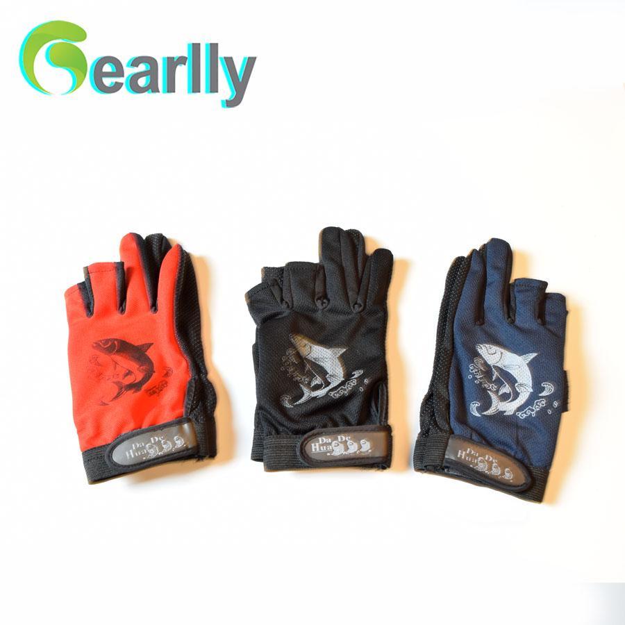 Design Durable Anti-Slip Anti-Cut 3 Cut Finger Anti Slip Camo Fishing Gloves 3-Gloves-Bargain Bait Box-Blue-Bargain Bait Box