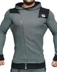 Detector Mens Outdoor Hooded Jackets Running Sweatshirt Zipper Slim Fit Pullover-Detector Sport-Black Grey 1-M-Bargain Bait Box