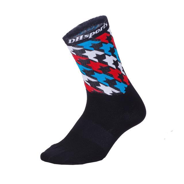 Dh Sports Professional Cycling Socks Breathable Outdoor Exercise Sports Hiking-DH SPORTS Pro Store-Black Multi-Bargain Bait Box