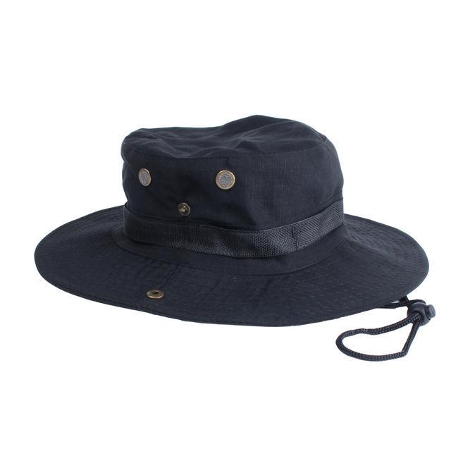 Difanni Tactical Boonie Hats Camo Bucket Hat Cap Wide Brim Hats Camping-Hats-Bargain Bait Box-Black-Bargain Bait Box