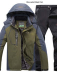 Direnjie Man Winter Fishing Waterproof Skiing Warm Fur Outdoor Trekking Jacket-Stalkers Outdoor Store-Army Green Black-XL-Bargain Bait Box