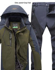 Direnjie Man Winter Fishing Waterproof Skiing Warm Fur Outdoor Trekking Jacket-Stalkers Outdoor Store-Army Green Gray-XL-Bargain Bait Box