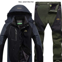 Direnjie Man Winter Fishing Waterproof Skiing Warm Fur Outdoor Trekking Jacket-Stalkers Outdoor Store-Black Army Green-XL-Bargain Bait Box