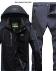 Direnjie Man Winter Fishing Waterproof Skiing Warm Fur Outdoor Trekking Jacket-Stalkers Outdoor Store-Black Gray-XL-Bargain Bait Box