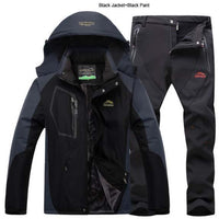 Direnjie Man Winter Fishing Waterproof Skiing Warm Fur Outdoor Trekking Jacket-Stalkers Outdoor Store-Black-XL-Bargain Bait Box