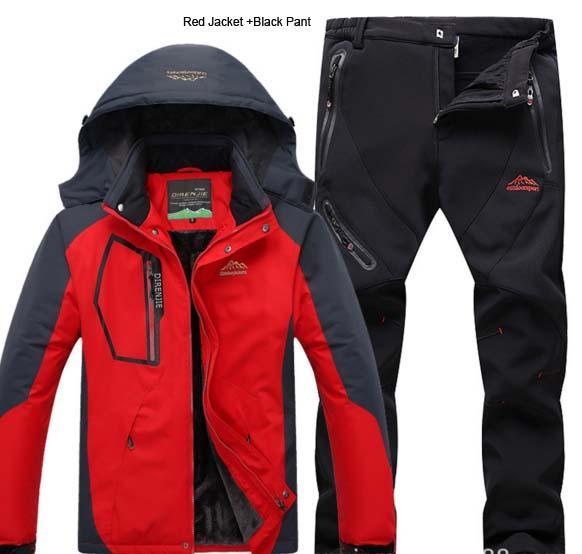 Direnjie Man Winter Fishing Waterproof Skiing Warm Fur Outdoor Trekking Jacket-Stalkers Outdoor Store-Blue Black-XL-Bargain Bait Box