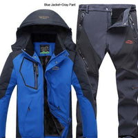 Direnjie Man Winter Fishing Waterproof Skiing Warm Fur Outdoor Trekking Jacket-Stalkers Outdoor Store-Blue Gray-XL-Bargain Bait Box