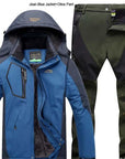 Direnjie Man Winter Fishing Waterproof Skiing Warm Fur Outdoor Trekking Jacket-Stalkers Outdoor Store-Jean Blue Army Green-XL-Bargain Bait Box