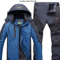 Direnjie Man Winter Fishing Waterproof Skiing Warm Fur Outdoor Trekking Jacket-Stalkers Outdoor Store-Jean Blue Gray-XL-Bargain Bait Box