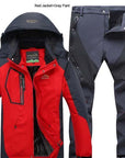 Direnjie Man Winter Fishing Waterproof Skiing Warm Fur Outdoor Trekking Jacket-Stalkers Outdoor Store-Red Gray-XL-Bargain Bait Box