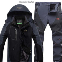 Direnjie Man Winter Fur Warm Fishing Trekking Jacket Outdoor Waterproof-LandCrown Adventure Store-Black Gray-XL-Bargain Bait Box
