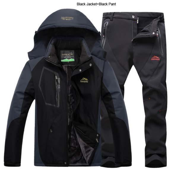 Direnjie Man Winter Fur Warm Fishing Trekking Jacket Outdoor Waterproof-LandCrown Adventure Store-Black-XL-Bargain Bait Box