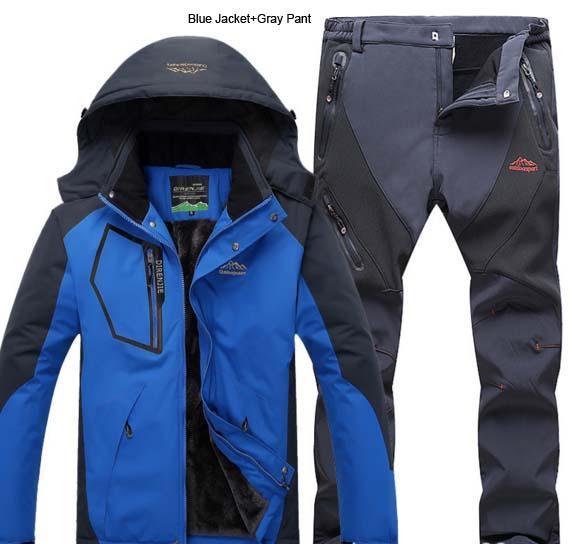 Direnjie Man Winter Fur Warm Fishing Trekking Jacket Outdoor Waterproof-LandCrown Adventure Store-Blue Gray-XL-Bargain Bait Box