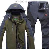 Direnjie Man Winter Fur Warm Fishing Trekking Jacket Outdoor Waterproof-LandCrown Adventure Store-Olive Gray-XL-Bargain Bait Box