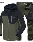 Direnjie Man Winter Waterproof Fishing Camping Trekking Fleece Softshell Outdoor-LandCrown Adventure Store-Army Green Black-L-Bargain Bait Box