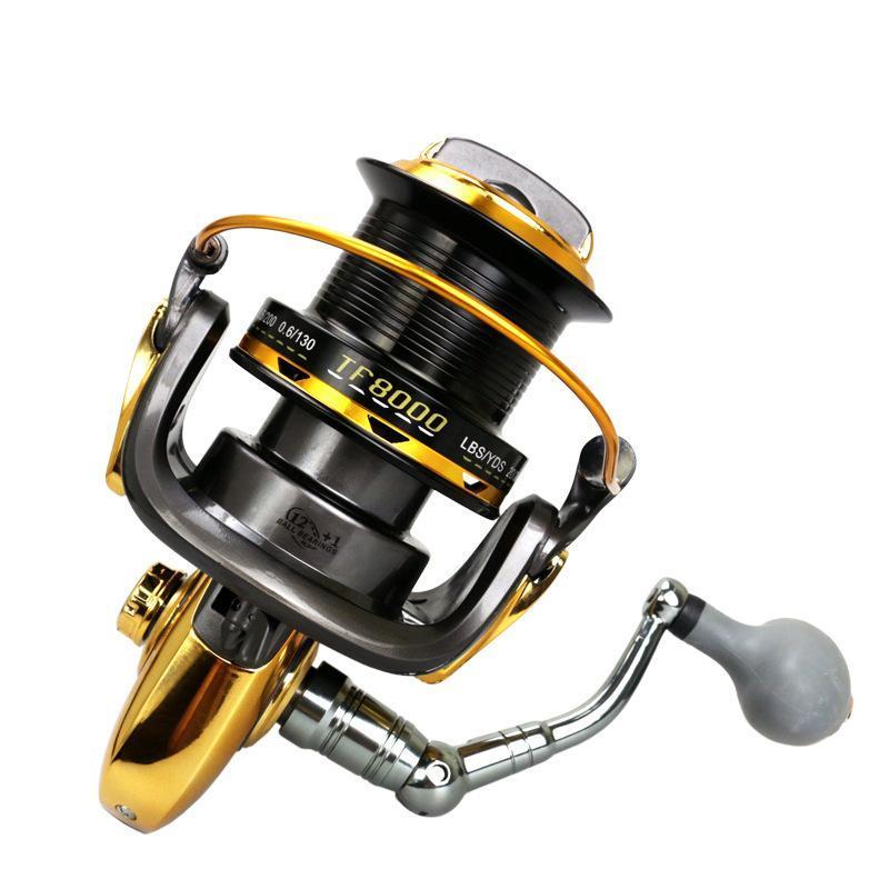 Distant Wheel Large Fishing Wheel 13 Bearing Size8000 9000 10000 11000-Spinning Reels-Sports fishing products-Gold-Bargain Bait Box