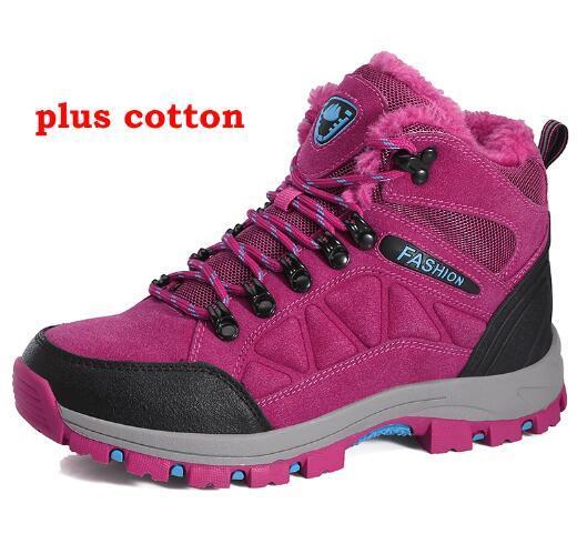 Djsunnymix Brand Suede Leather Outdoor Hiking Shoes Plus Velvet Women Warm-DJsunnymix Store-rose red-5-Bargain Bait Box