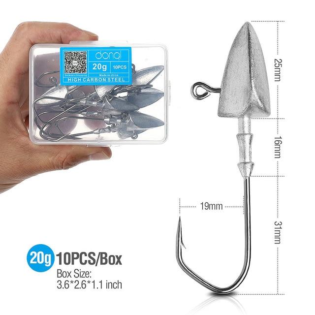 Donql 10Pcs/ Box Barbed Jig Head Fishhook Lead Head Fishing Hook 3.5G 5G 7G-Jig Heads for Swimbaits-DONQL Fishing Store-10pcs 20g-Bargain Bait Box