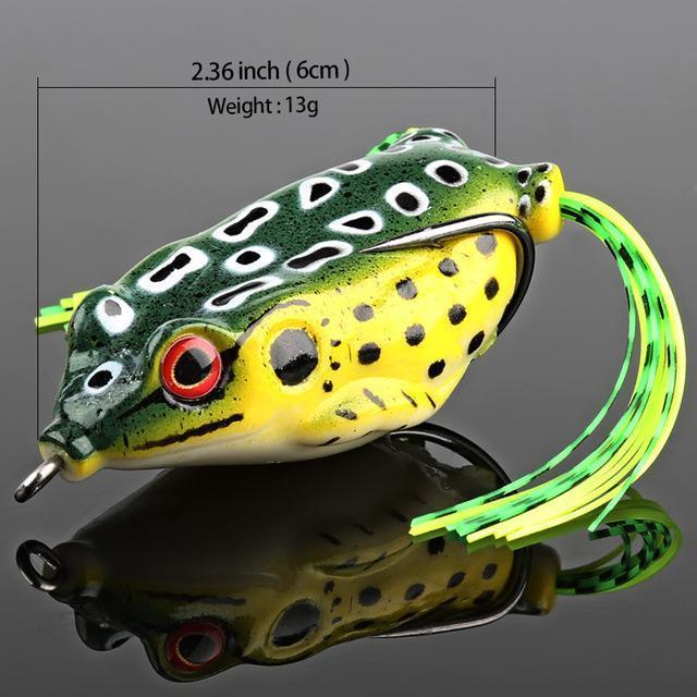 Donql Soft Ray Frog Fishing Lures Double Hooks Top Water Artificial Lure 6G 9G-DONQL Store-13g Dark Green-Bargain Bait Box