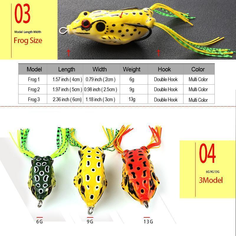 Donql Soft Ray Frog Fishing Lures Double Hooks Top Water Artificial Lure 6G 9G-DONQL Store-6g Dark Green-Bargain Bait Box