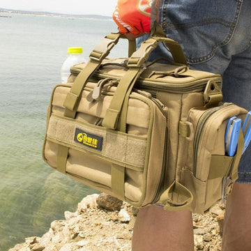 Dosecca 40 * 20 * 18Cm Fishing Bag Multi-Function Fishing Tackle Bag-Tackle Bags-Bargain Bait Box-Khaki-Bargain Bait Box