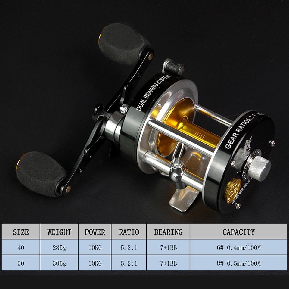 Double Centrifugal Brake 5.2:1Corrosion Resistant Bearings Fishing Reel Spinning-Baitcasting Reels-Shop1582035 Store-8-4000 Series-Left Hand-Bargain Bait Box