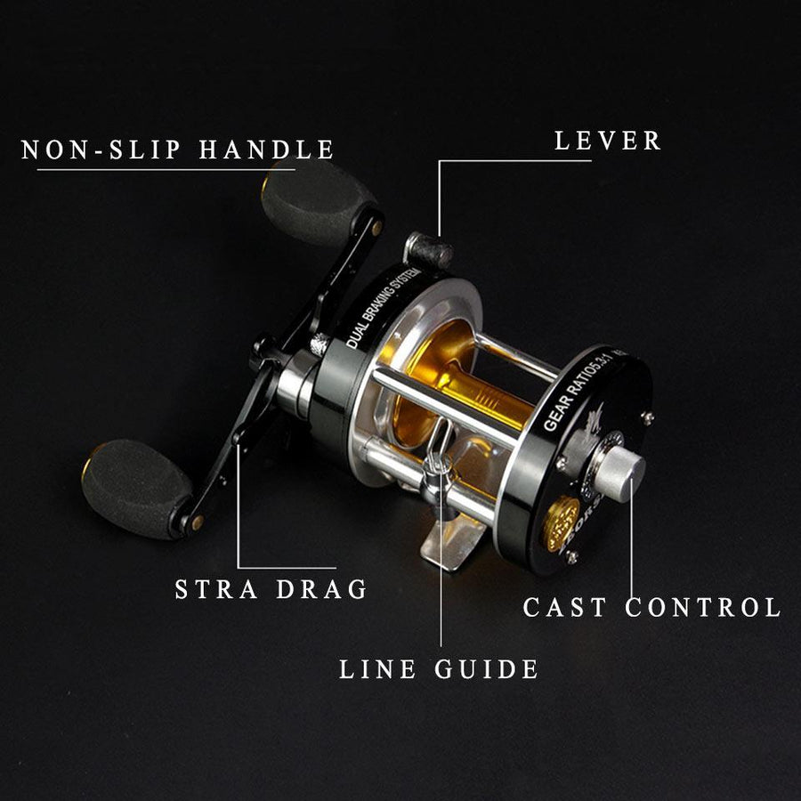 Double Centrifugal Brake 5.2:1Corrosion Resistant Bearings Fishing Reel Spinning-Baitcasting Reels-Shop1582035 Store-8-4000 Series-Left Hand-Bargain Bait Box