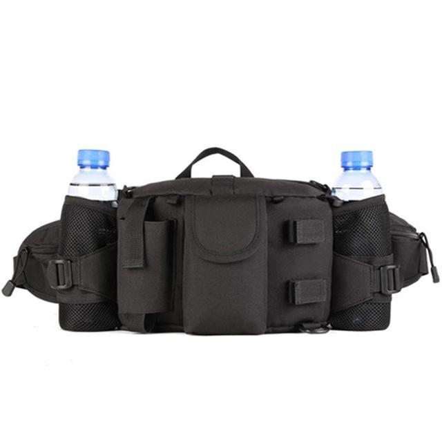 Double Water Bottle Men Nylon Waist Sport Bag Belt Tactical Military Travel-Smiling of Fei Store-Black-Bargain Bait Box