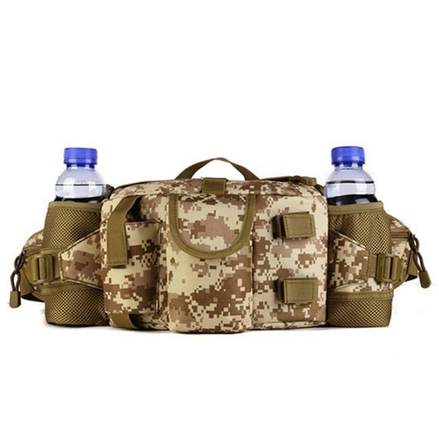 Double Water Bottle Men Nylon Waist Sport Bag Belt Tactical Military Travel-Smiling of Fei Store-Desert Digital-Bargain Bait Box