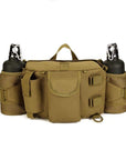 Double Water Bottle Men Nylon Waist Sport Bag Belt Tactical Military Travel-Smiling of Fei Store-Wolf Brown-Bargain Bait Box