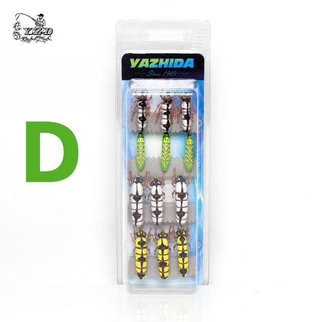 Dry Fly Fishing Flies Set Beetle Insect Lure Fly Kitfor Rainbow Trout Flies Bass-Yazhida fishing tackle-D-Bargain Bait Box