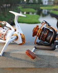 Durable Fishing Reel Pre-Loading Spinning Wheel White Brown 500/9000S Metal 12+1-Spinning Reels-NUNATAK Fishing Store-1000 Series-Bargain Bait Box