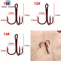 Easy Catch 100Pcs 35647 Treble Fishing Hooks Red Small Round Bent Triple Hard-Easycatch-fishing tackle Store-10-Bargain Bait Box