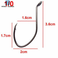 Easy Catch 100Pcs 8832 High Carbon Steel Fishing Hooks Black Offset Wide Gap-Easycatch-fishing tackle Store-1 0-Bargain Bait Box