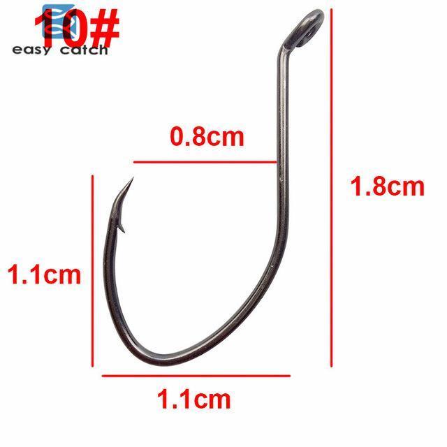 Easy Catch 100Pcs 8832 High Carbon Steel Fishing Hooks Black Offset Wide Gap-Easycatch-fishing tackle Store-10-Bargain Bait Box