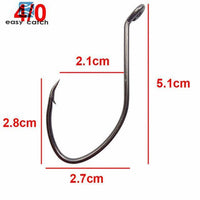 Easy Catch 100Pcs 8832 High Carbon Steel Fishing Hooks Black Offset Wide Gap-Easycatch-fishing tackle Store-4 0-Bargain Bait Box