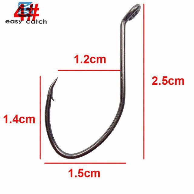 Easy Catch 100Pcs 8832 High Carbon Steel Fishing Hooks Black Offset Wide Gap-Easycatch-fishing tackle Store-4-Bargain Bait Box