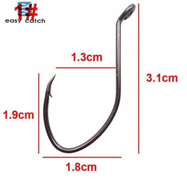 Easy Catch 200Pcs 8832 High Carbon Steel Fishing Hooks Black Offset Wide Gap-Easycatch-fishing tackle Store-1-Bargain Bait Box