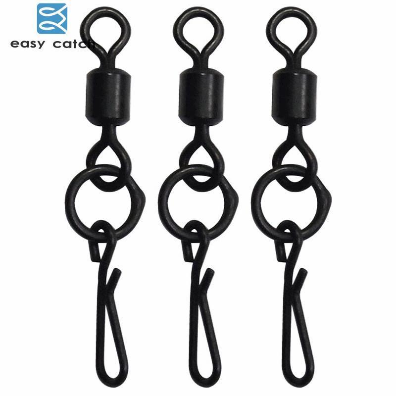 Easy Catch 20Pcs Matte Black Fishing Rolling Swivels With Quick Change Snaps-Easycatch-fishing tackle Store-Bargain Bait Box