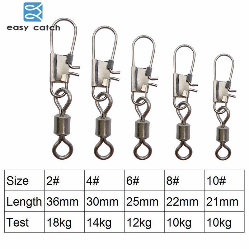 Easy Catch 35Pcs Rolling Fishing Swivel With Interlock Snap Black Nickle Brass-Easycatch-fishing tackle Store-Size2 36mm-Bargain Bait Box
