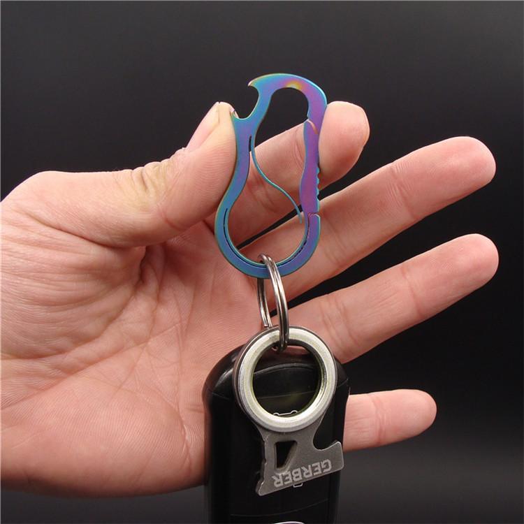 Edc Carabiners Buckles Hooks Quickdraws Cnc Key Chain Holder Snap Bottle-NanYou Outdoor Camping Supplies Store-Silver-Bargain Bait Box