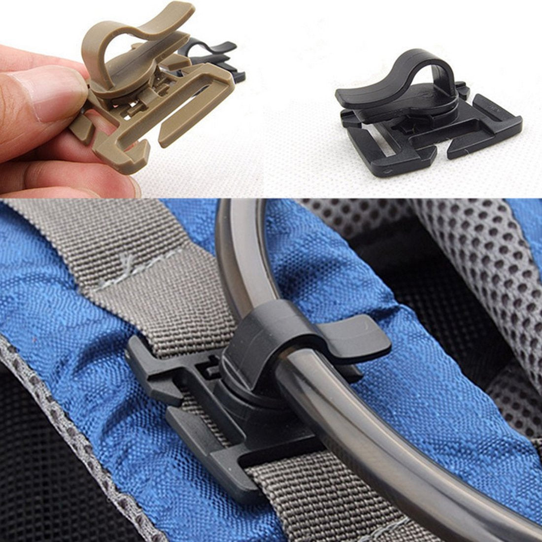 Edc Drink Tube Clip Gear Water Pipe Hose Clamp Backpack Molle Carabiner Tactical-LoveOutdoor Store-Armygreen-Bargain Bait Box